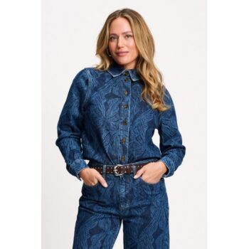 Pom Amsterdam Bluse BLOUSE - Yara Bows Mid Blue SP9736
