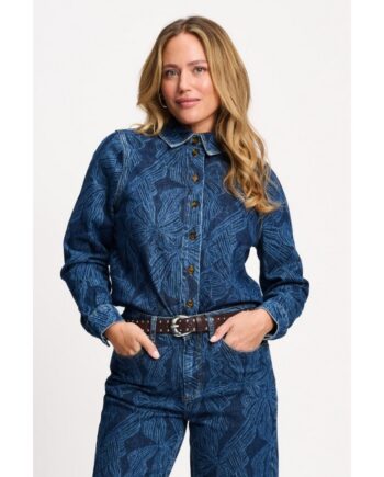 Pom Amsterdam Bluse BLOUSE - Yara Bows Mid Blue SP9736