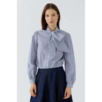 Oui 100415 Schluppenbluse white blue