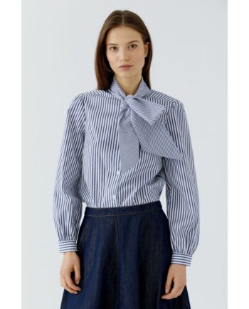 Oui 100415 Schluppenbluse white blue