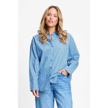 Pom Amsterdam Bluse BLOUSE - Beau Check Sapphire Blue SP9709