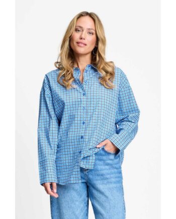 Pom Amsterdam Bluse BLOUSE - Beau Check Sapphire Blue SP9709
