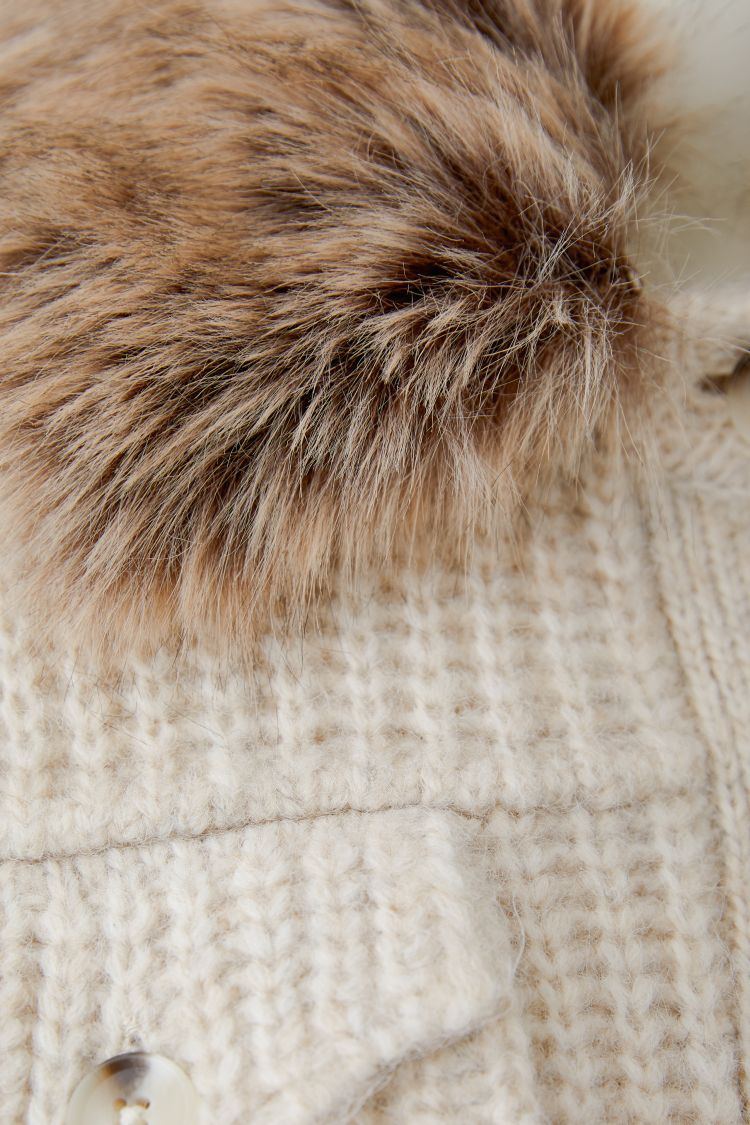 Oui Strickjacke 98024 light beige mel