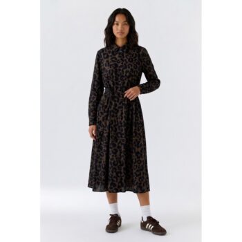 Oui 99653 Kleid Midikleid dk brown grey