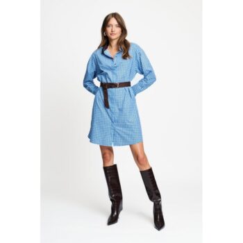 Pom Amsterdam Kleid DRESS - Indy Check Sapphire Blue SP9710