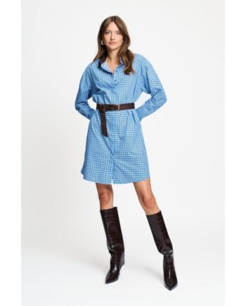 Pom Amsterdam Kleid DRESS - Indy Check Sapphire Blue SP9710