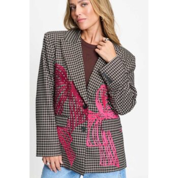 Pom Amsterdam BLAZER - Laurie Bow Check Brown SP9726
