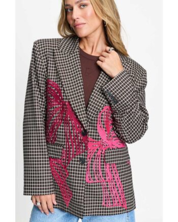 Pom Amsterdam BLAZER - Laurie Bow Check Brown SP9726