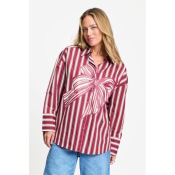Pom Amsterdam Bluse BLOUSE - Beau Ribbon Red SP9738