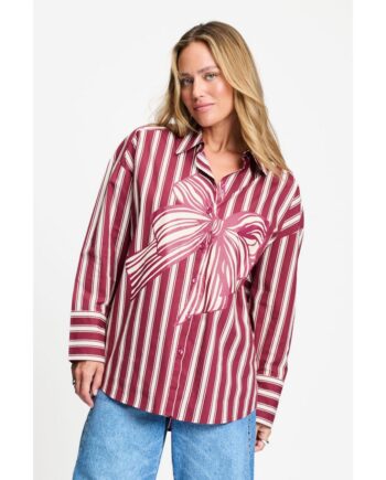 Pom Amsterdam Bluse BLOUSE - Beau Ribbon Red SP9738