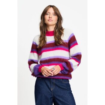 Pom Amsterdam PULLOVER - Faye Striped Red SP9761