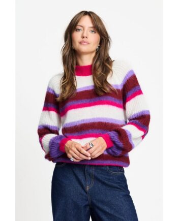 Pom Amsterdam PULLOVER - Faye Striped Red SP9761