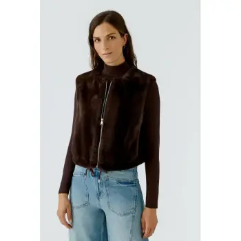 Oui Weste Kunstfell 100019 chocolate torte