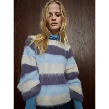 Mos Mosh 182780 MMSuvi Stripe Strickpullover sweet grape