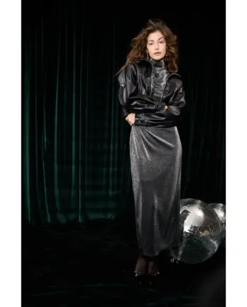Oui Maxikleid 100039 silver black