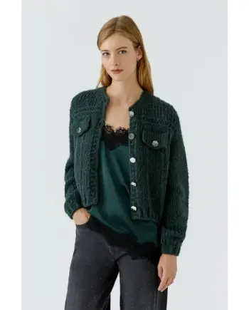 Oui Strickjacke 99763 scarab dunkelgrün