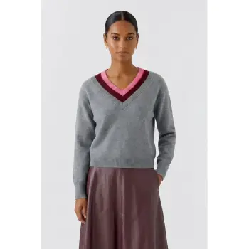Oui 99822 Pullover grey red