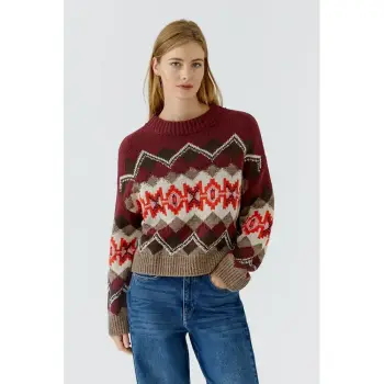 Oui Pullover 99846 dk red taupe