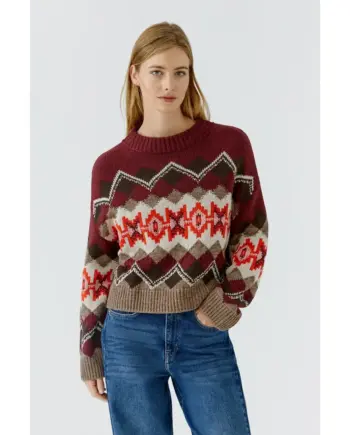 Oui Pullover 99846 dk red taupe