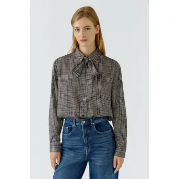 Oui 99968 Schluppenbluse offwhite brown