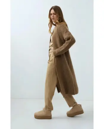 YAYA Langer Langarm-Cardigan aus Grobstrick 01-010173-609 Otter Brown Melange