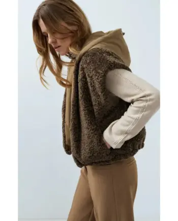 YAYA Weste mit Kapuze 02-021009-609 Slate Black Brown