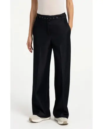 YAYA 01-301282-609 Gewebte Hose mit Gürtel und leichtem Glanz cat black