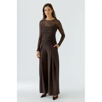 Oui Bundfaltenhose 100137 chcolate torte
